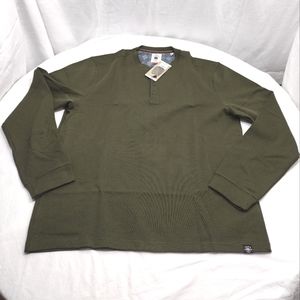 Copper & Oak Heavyweight Olive Green Long Sleeve Crew Neck Shirt